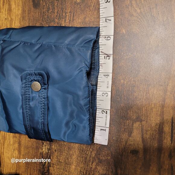 Jones New York Down Quilted Puffer Parka XL Faux Fur Blue Preppy Outdoor Winter - Picture 15 of 16